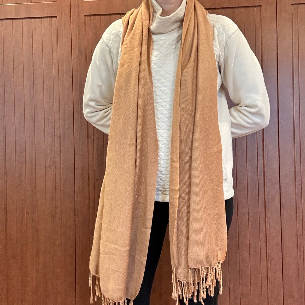 Tan Fringed Scarf